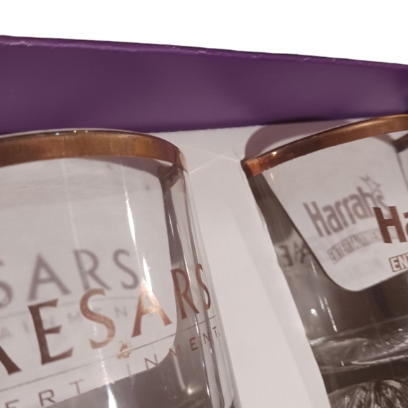 VTG Caesars Harrahs Casino Box Set Whiskey Lowball Glasses - Picture 7 of 12